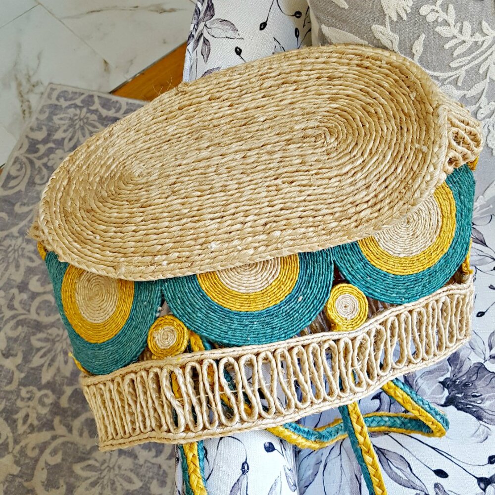 NEW! BOHO Woven JUTE TOTE BAG - Picture 2 of 4